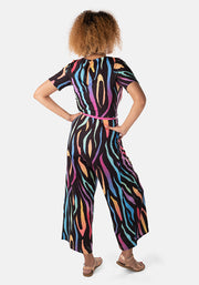 Sunny Multi Coloured Zebra Print Culotte Jumpsuit