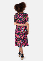 Tamia Pink Animal Print Midi Dress