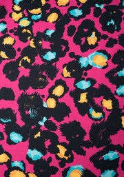 Tamia Pink Animal Print Midi Dress
