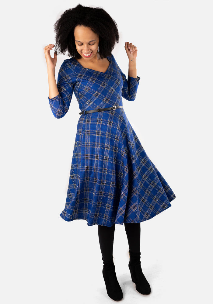 Tara Blue Tartan Swing Dress