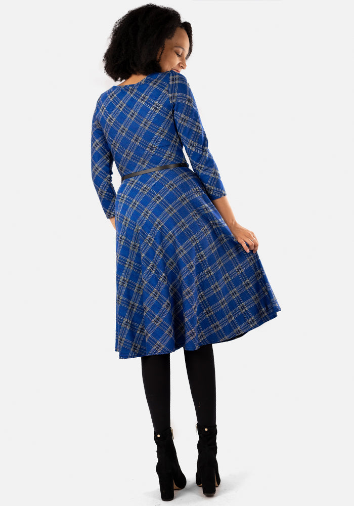 Tara Blue Tartan Swing Dress