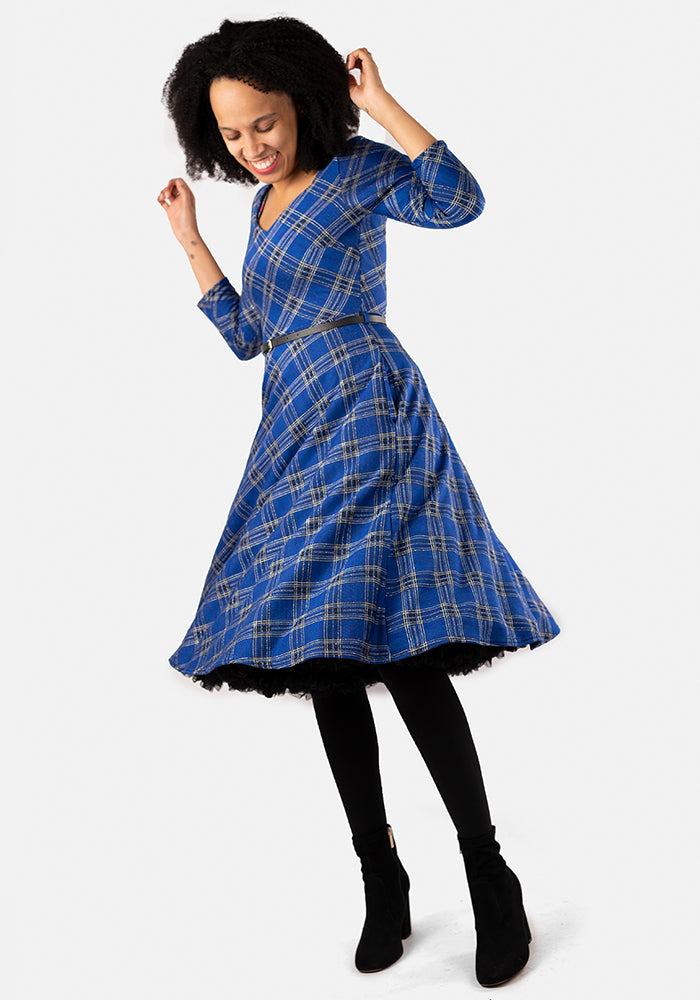 Tara Blue Tartan Swing Dress