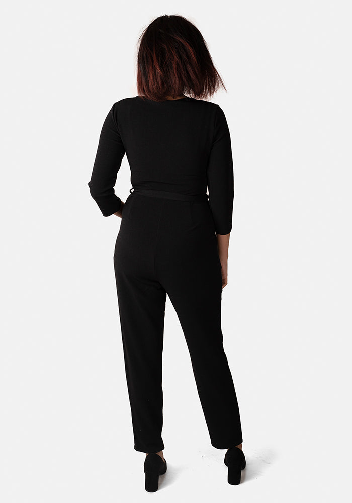Tayla Plain Black Narrow Leg Jumpsuit