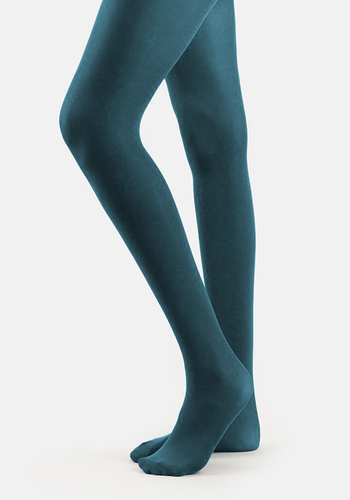 Front view of 50 Denier Premium Tights (Teal), enjoy everyday comfort with our jewel Teal 50 denier tights.