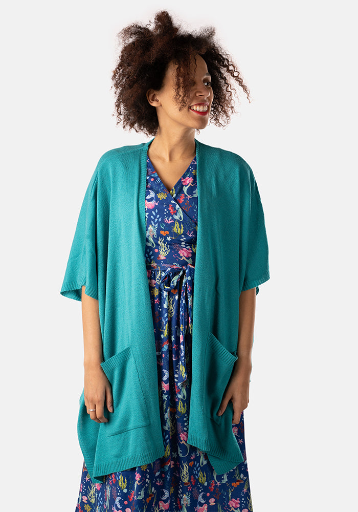 Teal Sleeveless Cardigan