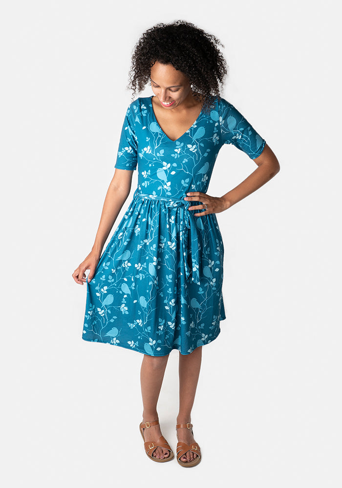 Georgia Blue Bird Print Dress