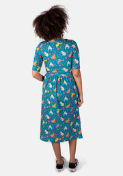 Tiana Frog Princess Print Midi Dress