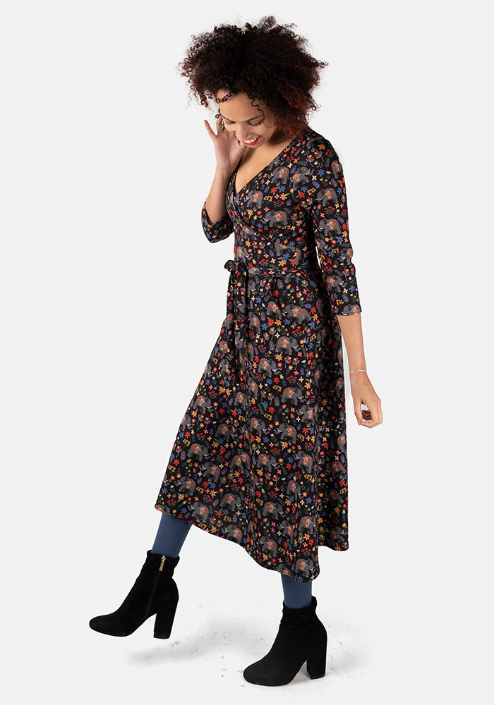 Tiggy Elephant Garden Print Midi Dress