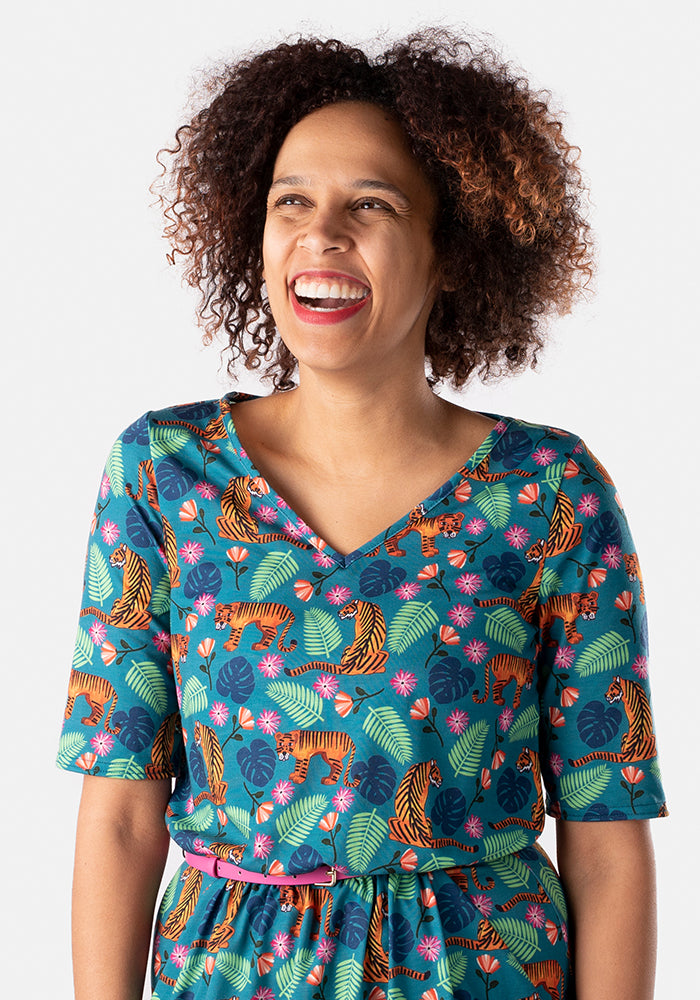Tony Roaming Tiger Print Dress