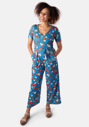 Trinity Trailing Strawberry Print Culotte Jumpsuit