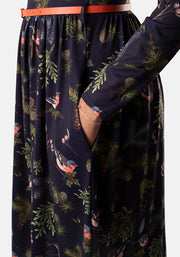 Trudie Pine Cone & Bird Print Dress