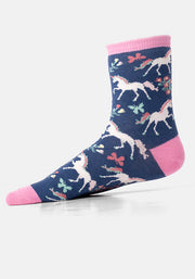 3 Pack Unicorn, Stripe & Heart Knit Socks