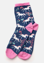 3 Pack Unicorn, Stripe & Heart Knit Socks