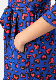Valentino Blue Animal Heart Print Midi Dress