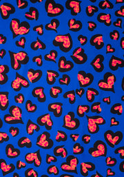 Valentino Blue Animal Heart Print Midi Dress