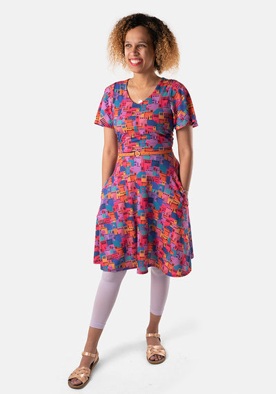 Verona Abstract Building Print Dress