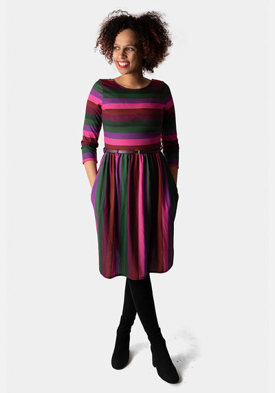 Vida Autumn Stripe Print Dress