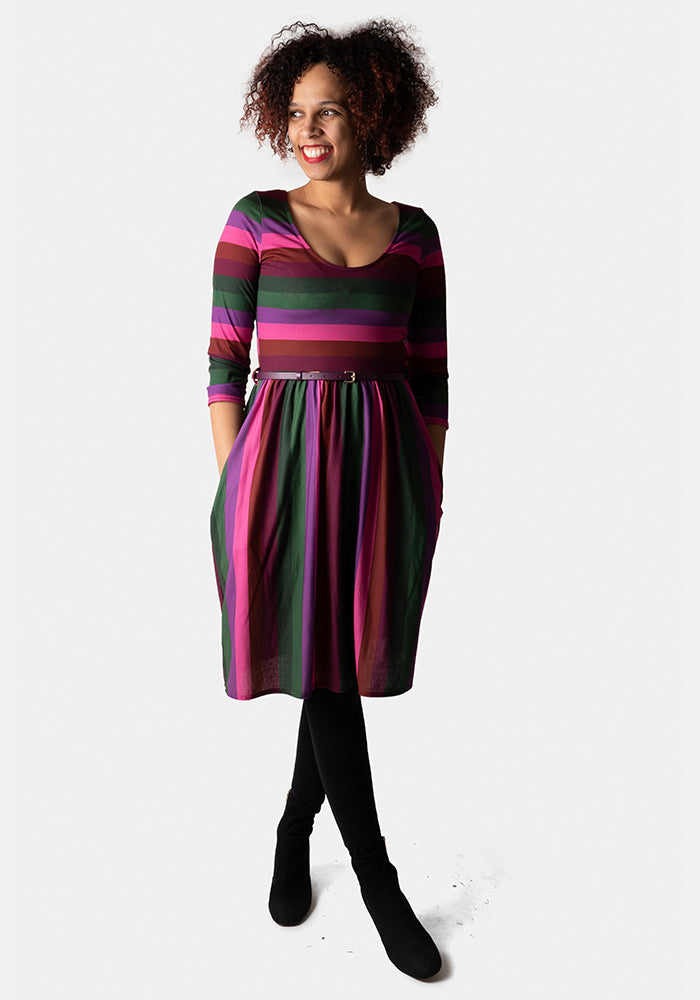 Vida Autumn Stripe Print Dress
