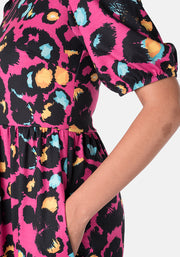 Whitney Pink Animal Print Midi Dress