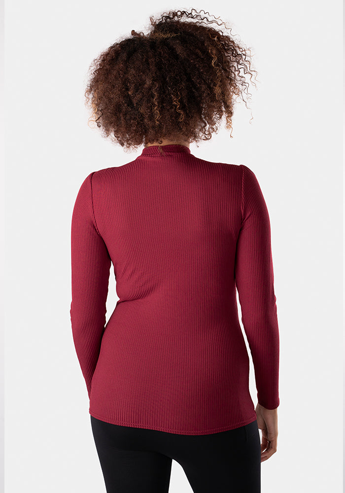 Wine Turtle Neck Top