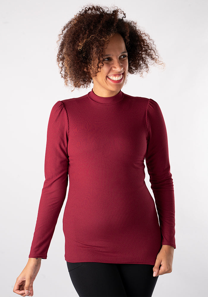 Wine Turtle Neck Top