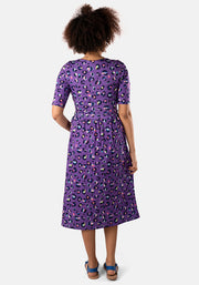 Yana Purple Animal Print Midi Dress