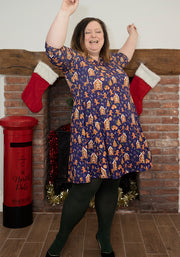 Yule Gingerbread Print Dress