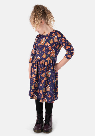 Children's Gingerbread Print Dress (Yule)