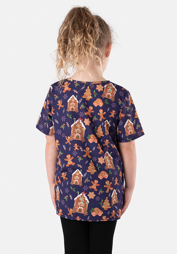 Children's Gingerbread Print T-Shirt (Yule)