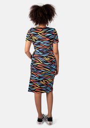 Zadie Bright Tiger Stripe Print Dress