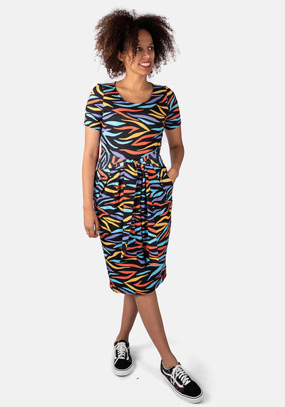 Zadie Bright Tiger Stripe Print Dress