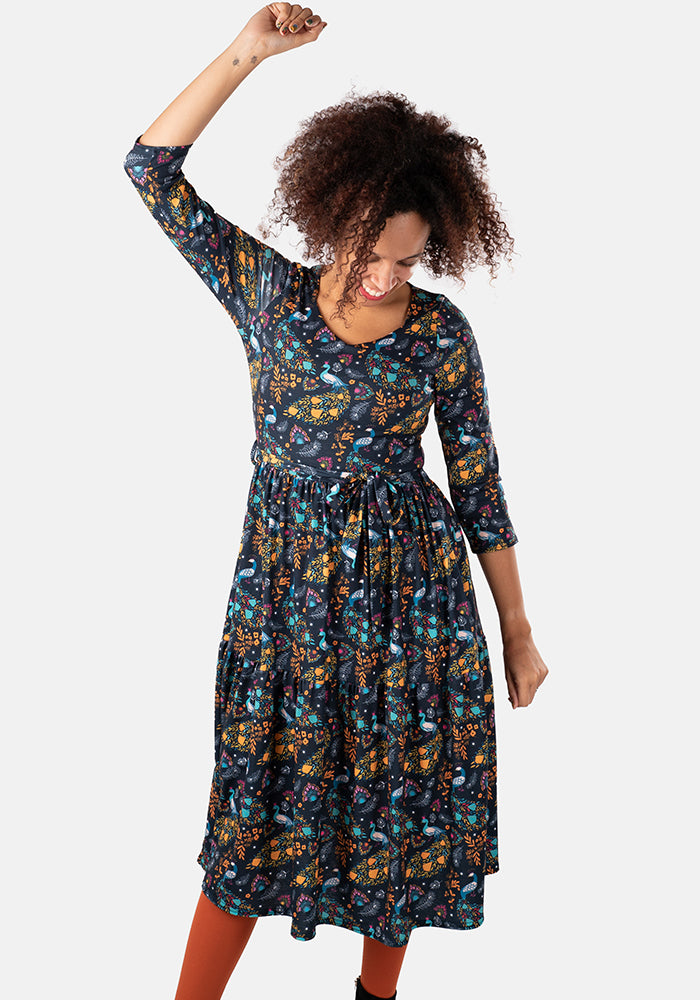 Zeru Peacock Paisley Print Midi Dress