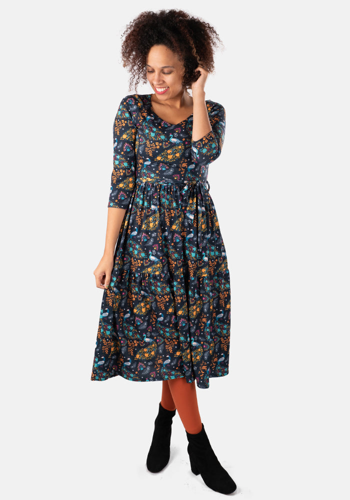 Zeru Peacock Paisley Print Midi Dress