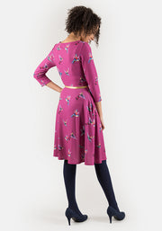 Cara Raspberry Hummingbird Print Dress