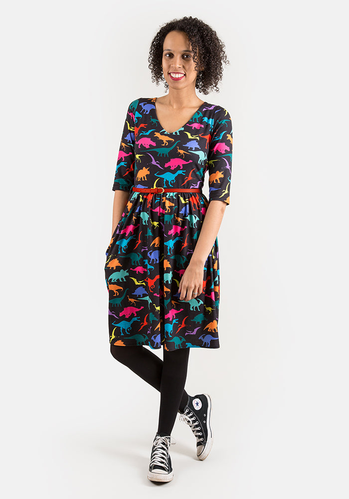 Cora Multicoloured Dinosaur Print Dress
