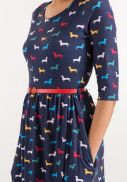 Fran Navy Dog Print Dress
