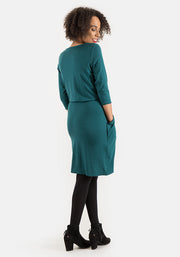 Olive Dark Green Blouson Waist Dress