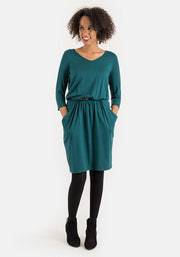 Olive Dark Green Blouson Waist Dress