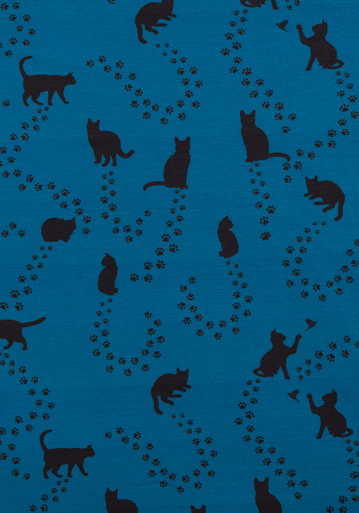 Kitty Teal Cat & Paw Print Dress