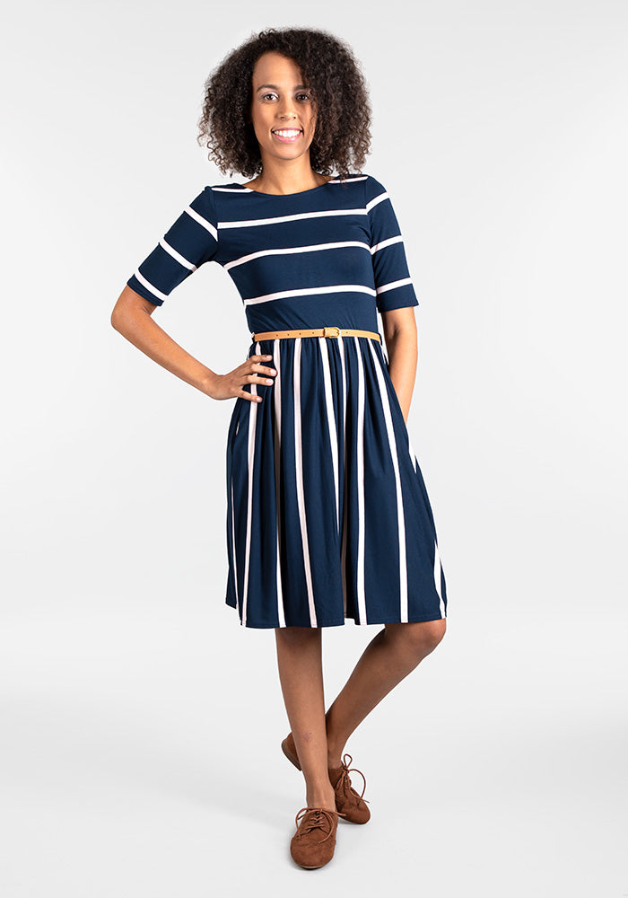 Bonita Navy Stripe Reversible Dress