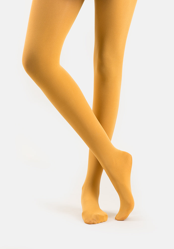 Second angle of 50 Denier Premium Tights (Mustard), enjoy everyday comfort with our warm Mustard 50 denier tights.