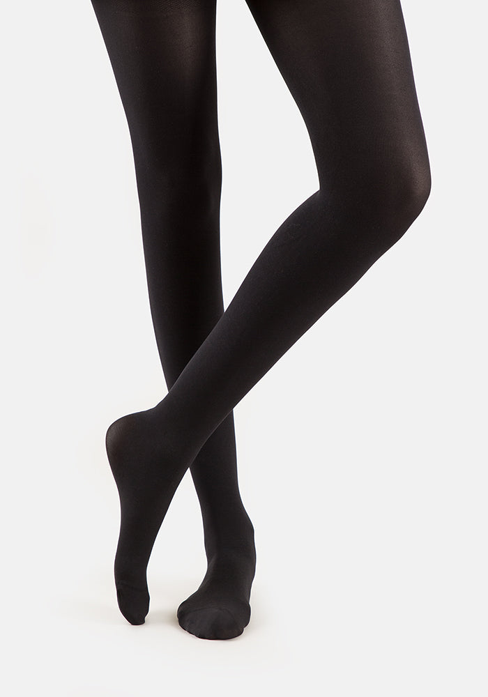 Front view of 50 Denier Premium Tights (Black), enjoy everyday comfort with our essential Black 50 denier tights.